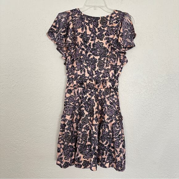 ALC Viera Floral Silk Mini Cream Pink Purple Dress 2 - Picture 9 of 10